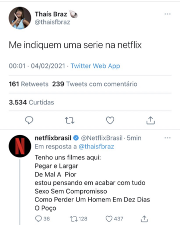 Social First: Netflix responde a comentários de usuários nas redes sociais.